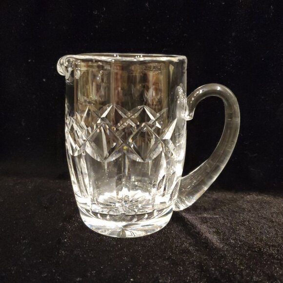 Vintage Clear Cut Glass Crystal Diamond Pattern Small Pitcher Creamer 4"H  9 oz. - Picture 2 of 5